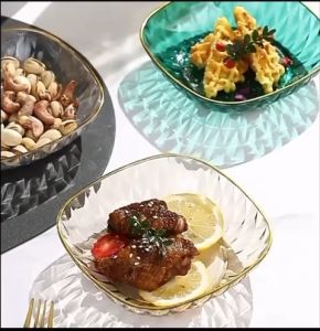 Modern style pvc with pattern multi purpose plates 轻奢透明多功能吐骨盘 (4 pcs each purchase )