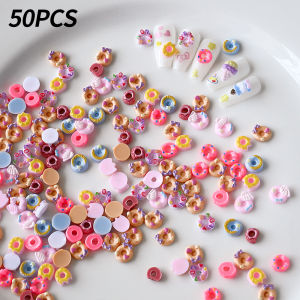 50Pcs 3D Mixed Cartoon Donuts Nail Art Charms Kawaii Dessert/Doughnut Nails Decorations for DIY Crafts Hair Manicure Accessories