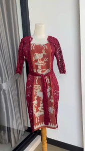 baju tenun mix brokat abha dress gaun tenun