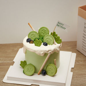 Summer Birthday Cake Decoration Accessories Korean Style Simple Matcha Flavor  Biscuit Dessert Decoration Bear Brand