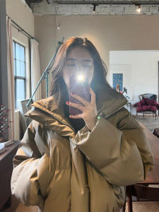 Áo Khoác Da PU Dày Ngắn Cho Nữ Phong Cách Retro Bánh Mì Áo Khoác Cotton Mùa Đông 2025 Áo Khoác Ngoài Dài Tay Cổ Đứng Khóa Kéo