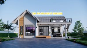 แบบบ้านจั่ว 1 ชั้นดาดฟ้า