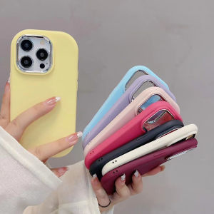 CrashStar Oval Solid Color Soft Silicone Shockproof Phone Case For iPhone 16 15 14 13 12 11 Pro Max XS XR X 8 + 7 Plus Simple Phone Casing Cover Shell