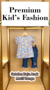 X-BABY Setelan Anak Perempuan Set Anak Cewek Katun Motif Bunga dan Rabbit Kasual Style 1-4 Tahun