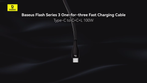 SG Local Baseus Flash Series 3 in 1 Fast Charging Cable Type-C to C+C+C/ Type-C to C+C+L 100W 1.5m