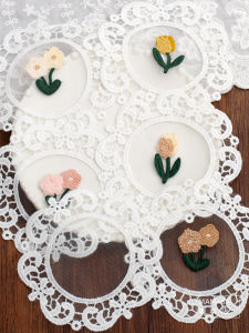 ผ้าปะติดลายลูกไม้ดอกไม้ขนาดเล็ก 3 มม. ผ้าปูโต๊ะสไตล์ยุโรป ผ้าปูโต๊ะสำหรับตกแต่งโต๊ะกาแฟ ผ้าปะติด DIY งานฝีมือ