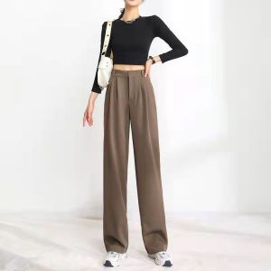 Suit Loose Pants Womens Spring and Autumn High Waist Drooping 2024 New Arrival Loose Casual Khaki Straight-leg Mop Pants