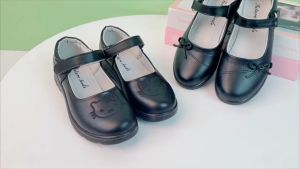 Black shoes for kids girl PU leather soft thicken sole flat shoes for kids size 25-36