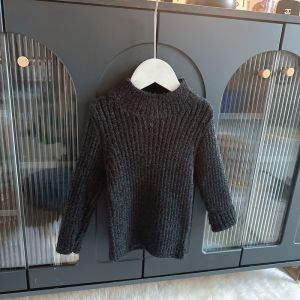 Thickened High Elasticity Childrens Sweater Winter New Style Ball-Free Soft Yarn Boys Girls Knitted Sweater Warm Half High Collar