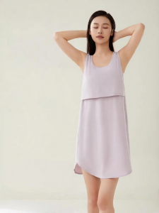 SHI YUE JIE JING | Cotton Nursing Maternity Dress with Breast Pad Sleeveless Summer and Autumn
