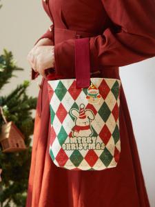 Christmas Cookie Candy Packaging Bag Baking Lollipop Apple Canvas Bag Snacks Souvenir Gift Bag Festive Celebration Supplies