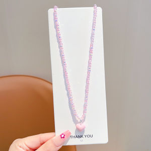 Dopamine Children Necklace Love Heart Star Watermelon Pendant Charming Cute Bead Chain