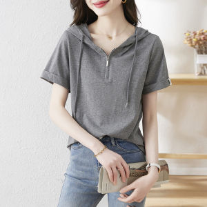 High-end Casual Loose Versatile Hooded T-shirt