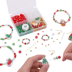 ชุดประดับด้วยลูกปัดแก้วคริสตัล1445ชิ้น/กล่องชุดสายยืดหยุ่นสำหรับเครื่องประดับกำไลข้อมือทำ DIY สวยงามอุปกรณ์งานฝีมือของขวัญคริสต์มาส