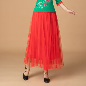 Elegant Embroidered Square Dance Costume Set Womens Classical Style Cotton Polyester Blend Loose Fit Long Sleeve Five Buttons