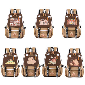 [Tenda] Capybara Travel Daypack with 1 Main Compartment for Girls Boys Laptop Backpack Zipper Rucksack Gifts for Capybara Lovers