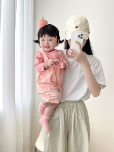 Spring Autumn Fashionable Pink Baby Outfit 2 Pieces
