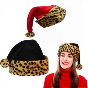 New Leopard Red Christmas Hat Adult Creative Christmas Hat Christmas Scene Decoration