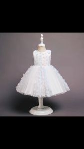 DRESS PESTA ANAK IMPORT MURAH PATCH BUNGA RAINBOW TILLE TUTU
