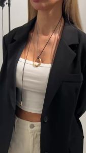 Salircon Vintage Irregular Geometric Hollow Round Pendant Necklace Women Adjustable Long Black Leather Rope Choker Charm Jewelry