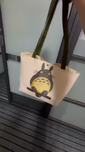 Large Capacity Tote Canvas Totoro Bag Work Student Bag Single Shoulder Cloth Bag Light Weight Bag