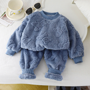 Winter Boys Girls Thick Warm Sets Autumn Kids Flannel Pajamas Suits Baby Long Sleeve Padded Sleepwear Outfits Children Clothes