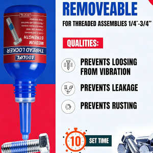272 243 ThreadLocker Blue Thread Lock Medium Strength Lock Tight for Nuts Bolts Fasteners and Metals Anaerobic Curing Screw Glue