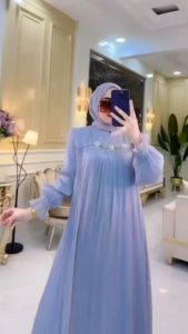 Sandrina Dress Fashion Wanita Dewasa Viral Gamis Shimer Kondangan Pesta Mewah Kekinian Terbaru 2023