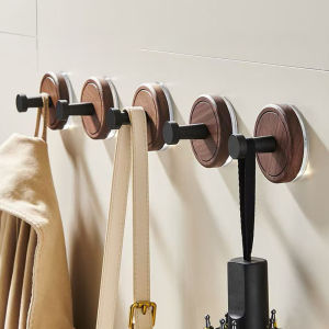 Vacuum Absorption Walnut Wood Hook No Punching Bathroom Clothes Hanging Hooks Strong Load Bearing Bathroom Adhesive Hanger