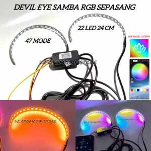 Sepasang Devil Eye 360 Matrix Samba 47 Mode Welcome 22 Led 24 Cm Stainless Lentur Fleksibel