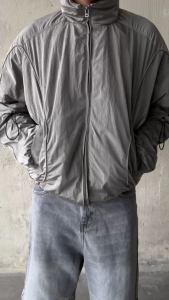 Áo Khoác Gió DAPPERANDMORE Hood Panelled Jacket Vải Dù 2 Lớp Phối Line Rã May Kèm Dây Rút Tay Áo - Grey