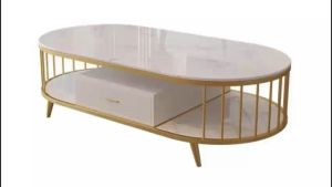 Bàn trà đơn Sofa phòng khách 3 mặt đá có hộp tủ chân kim loại sơn tĩnh điện sang trọng hiện đại