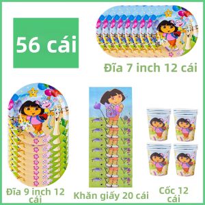 Bộ Đồ Dùng Trang Trí Sinh Nhật Hoạt Hình Doraemon Cho Bé Gái - Đĩa Giấy Cốc Khăn Ăn Mũ Bóng Bay & Phông Nền Hình Khỉ Cho Tiệc Trẻ Em