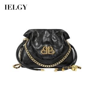 Ielgy Túi nách xách tay có dây rút cao cấp hợp thời trang túi phong cách Hàn Quốc túi may mắn màu đen cho nữ Túi Đưa Thư Đeo Vai