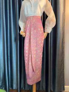 กระโปรงผ้าถุง สำเร็จรูป ซิปหลัง ทรงจีบหน้า พรางหน้าท้อง