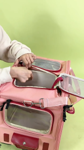 Smart Pets Breathable Portable Large-Capacity Dual-Purpose Detachable Foldable Portable Travel Pet Trolley Bag