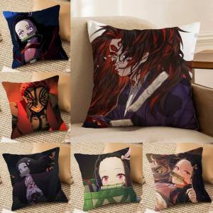 Bandai | Demon Slayer Agatsuma Zenitsu Anime Plush Pillow Cover Soft Short Plush Cushion Cover For Sofa Bedroom Home Decor Gift