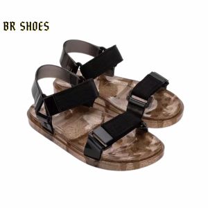 Melissa Official Store Women Shoes Velcro Sandal Woven Strap elasticated Sandal Women Sandals Beach Shoes Women Flat Sandal