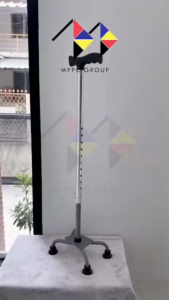 mppc ไม้เท้า 4 ขาแคบ Aluminum Lightweight Quad Cane ปรับระดับความสูงได้ - สีเทา/สีดำ