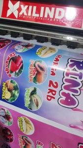PAKET STAND BANNER XBANNER UMKM MOTIF ES KULKUL BUAH BUAHAN COKELAT