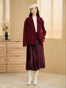 YINER | Notch Collar Merino Wool and Cashmere Blend Double-Faced Coat