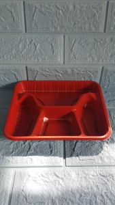6 Pcs/Set 4 Division Red Bento Box [Microwavable Food Container with Lid]