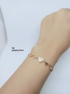 gelang rantai koye love full mp / gelang perak asli silver 925 lapis emas /gelang fashion wanita impor