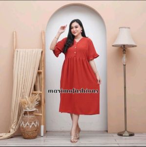 HANA DRESS DASTER RUFFLE MIDI HOME DRESS CREEP PREMIUM