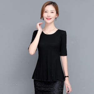 Loose Modal Short Sleeve round Neck T-Shirt Dance Top Thin Five Sleeve Base Shirt Cover Belly Casual Summer Fashion Womens Tee