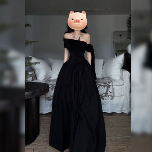 BINKAFENNY | Summer Dress Black Off-Shoulder Short Sleeve