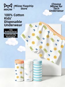 MiiOW | Cotton Sterile Childrens Underwear for Travel One-time Use Individually Packed Flat