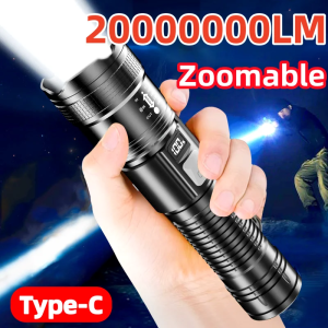 2000000LM Ultra-High Power Flashlight Digital Electronic Display Waterproof Torch Zoom Hand Light Outdoor Camping Lantern ﻿