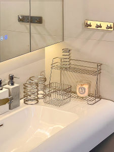 Stainless Steel Bathroom Vanity Makeup Storage Rack Comb Organizer Modern Simple Style Bathroom Countertop Shelf Nordic Trend