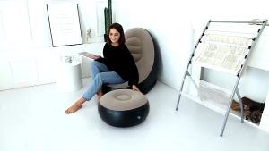 SOFA ANGIN+SANDARAN BAHAN BULU TIDAK PANAS READY Kursi Santai Dengan Sandaran Kaki